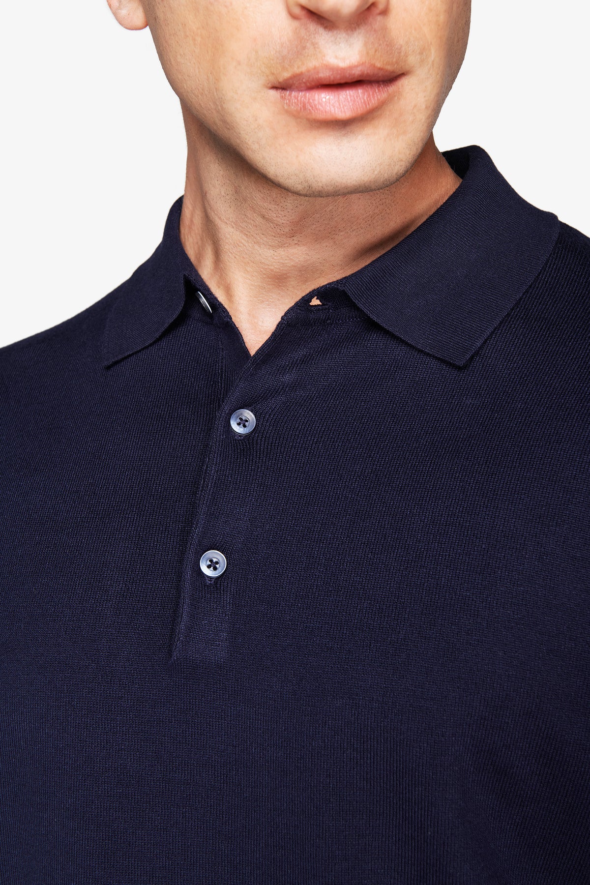 Polo in maglia con bottoni blu