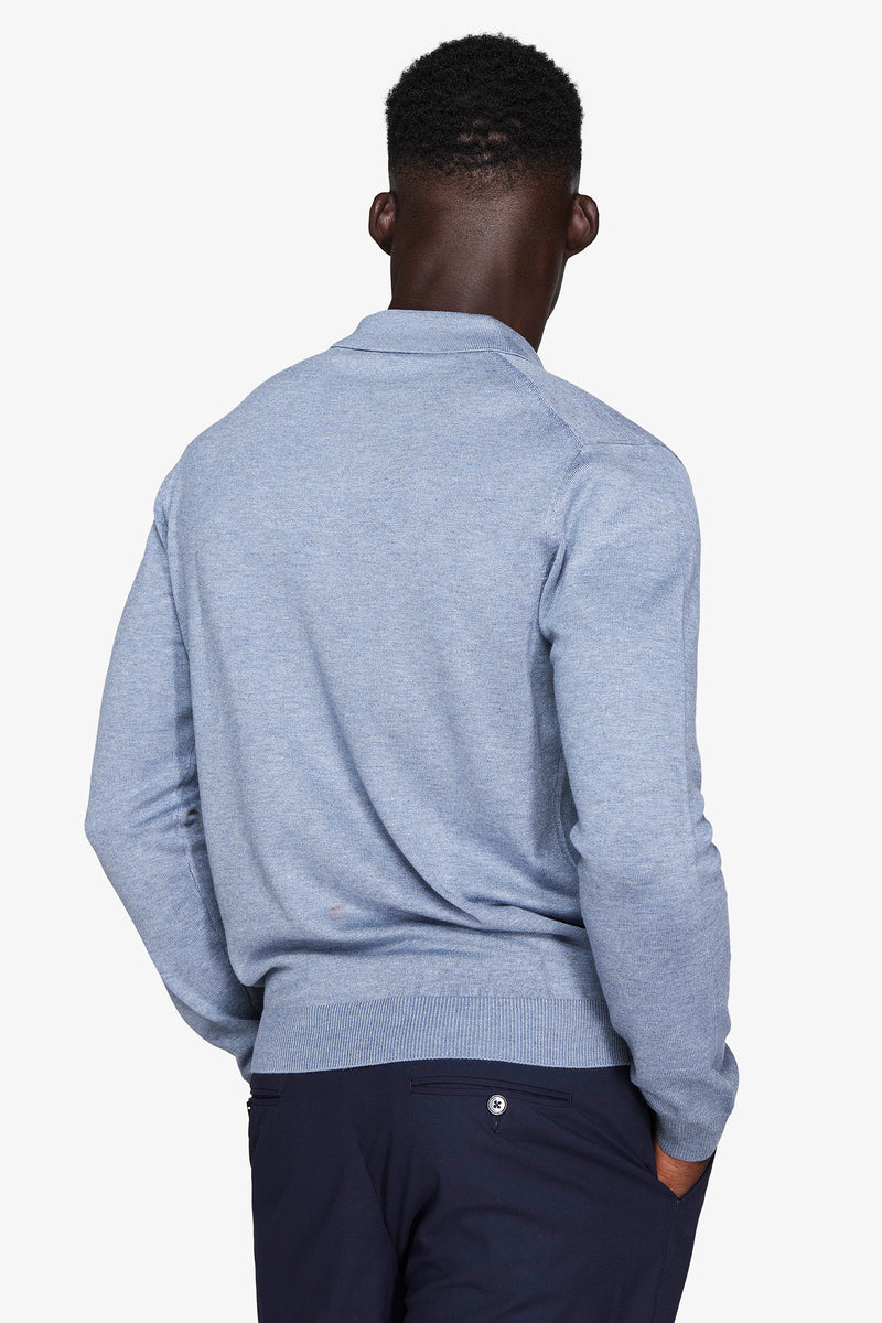 Polo in maglia con bottoni celeste