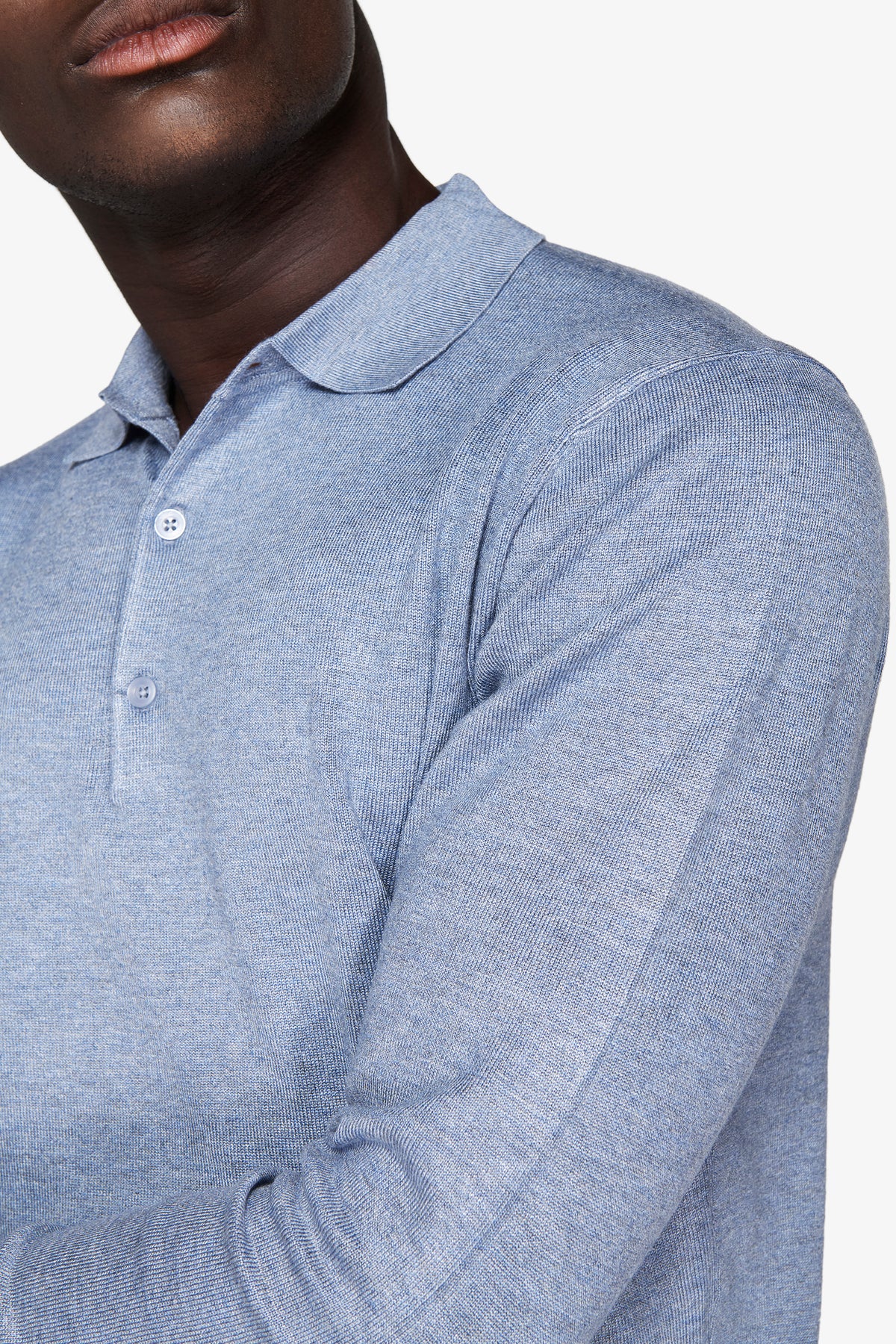 Polo in maglia con bottoni celeste