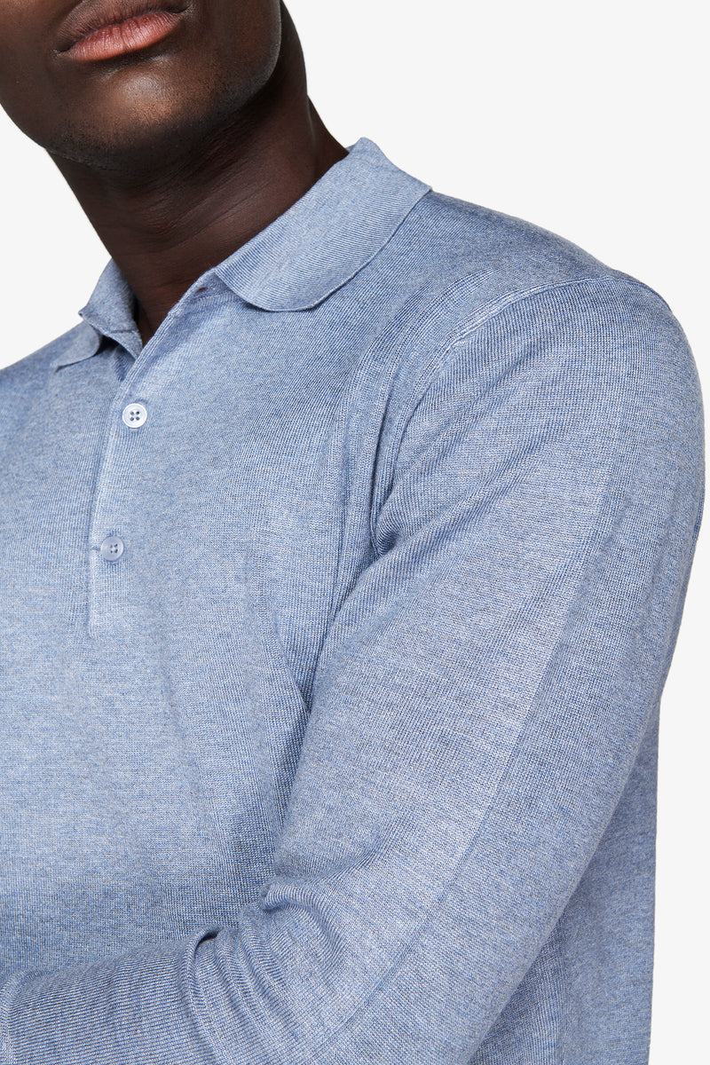 Polo in maglia con bottoni celeste