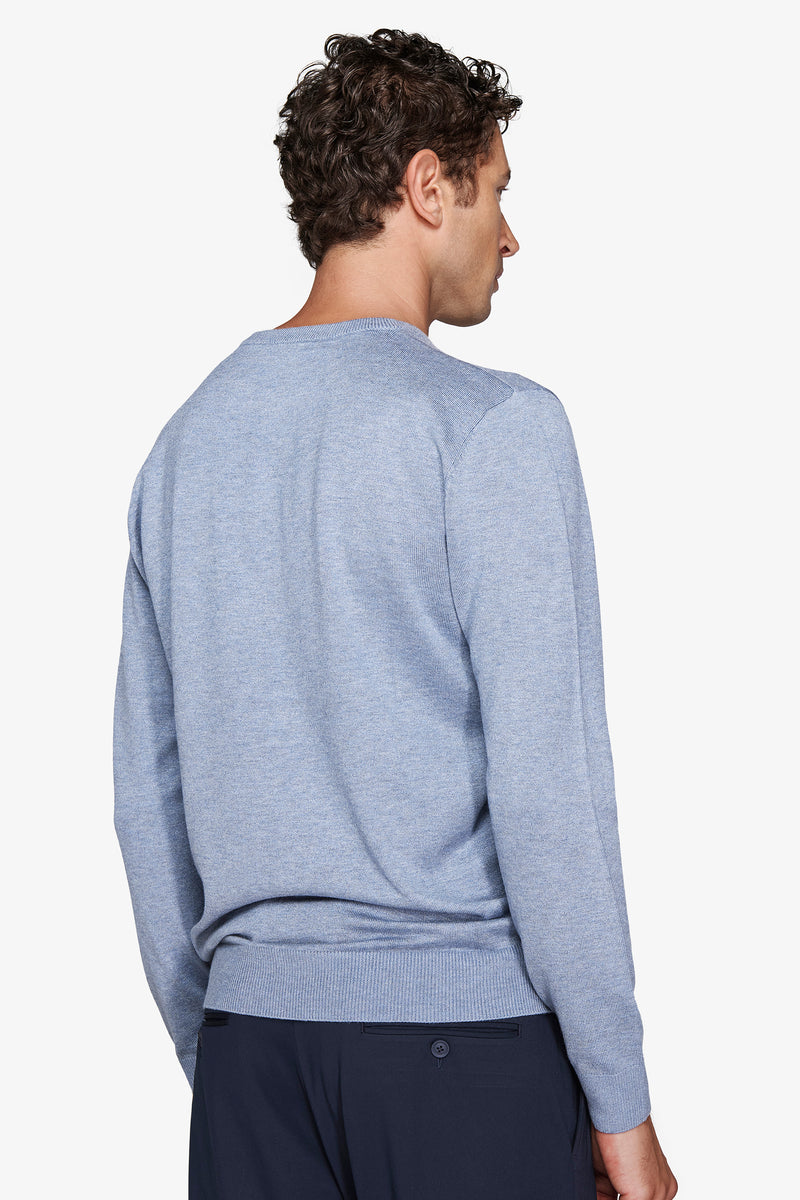 Maglia girocollo basic celeste