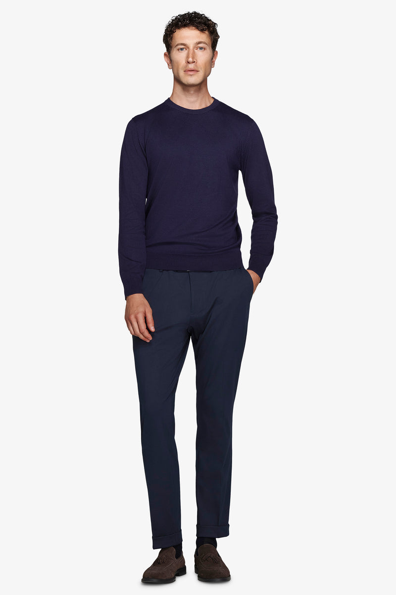 Maglia girocollo basic blu