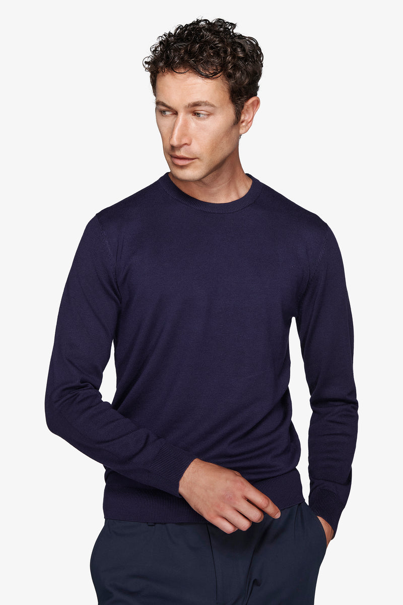 Maglia girocollo basic blu