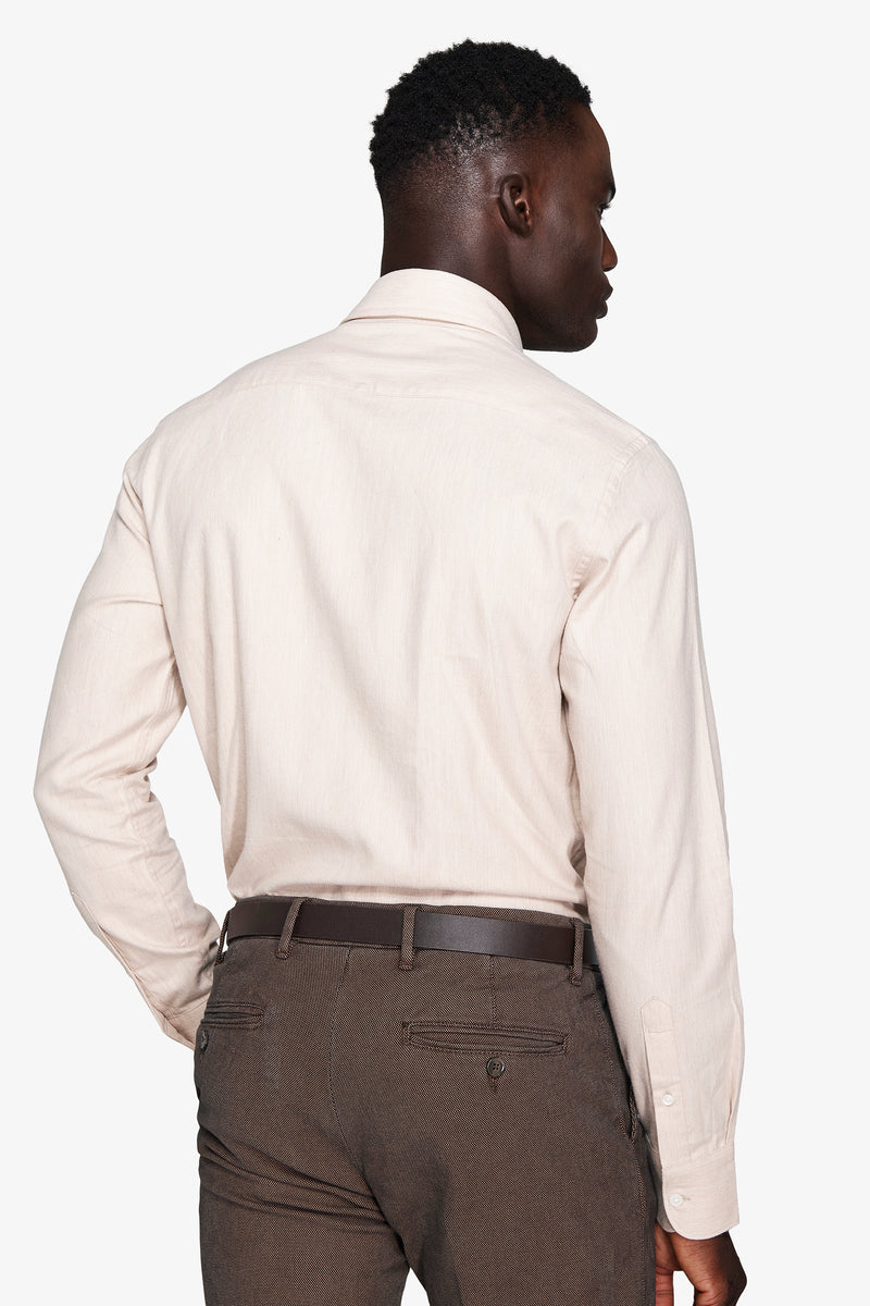 Beige Herringbone flannel effect shirt