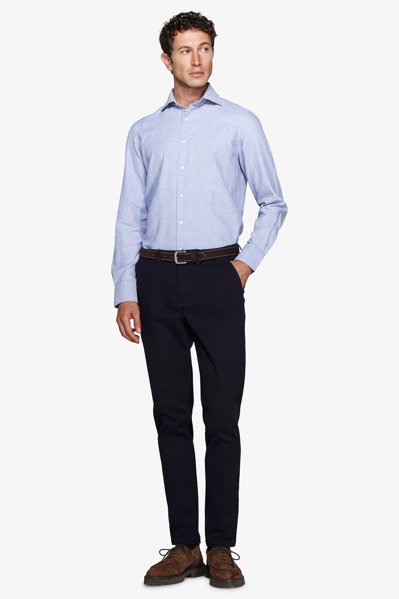 Light blue Herringbone flannel effect shirt