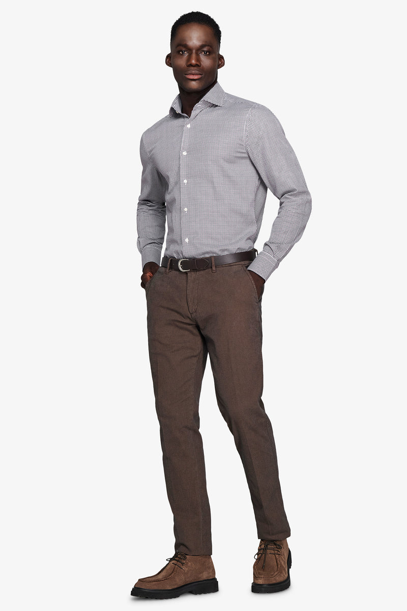 Camicia pied de poule marrone