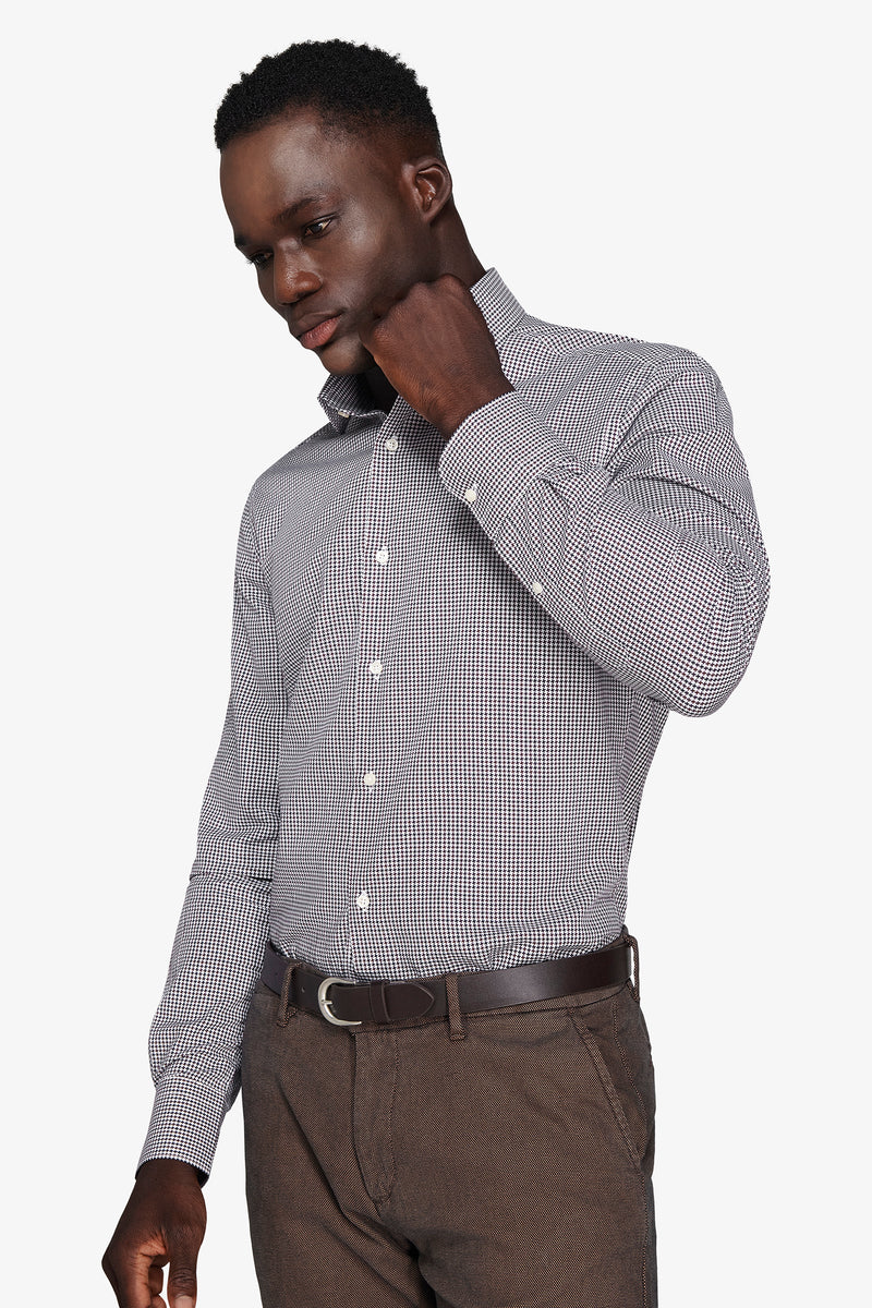 Camicia pied de poule marrone