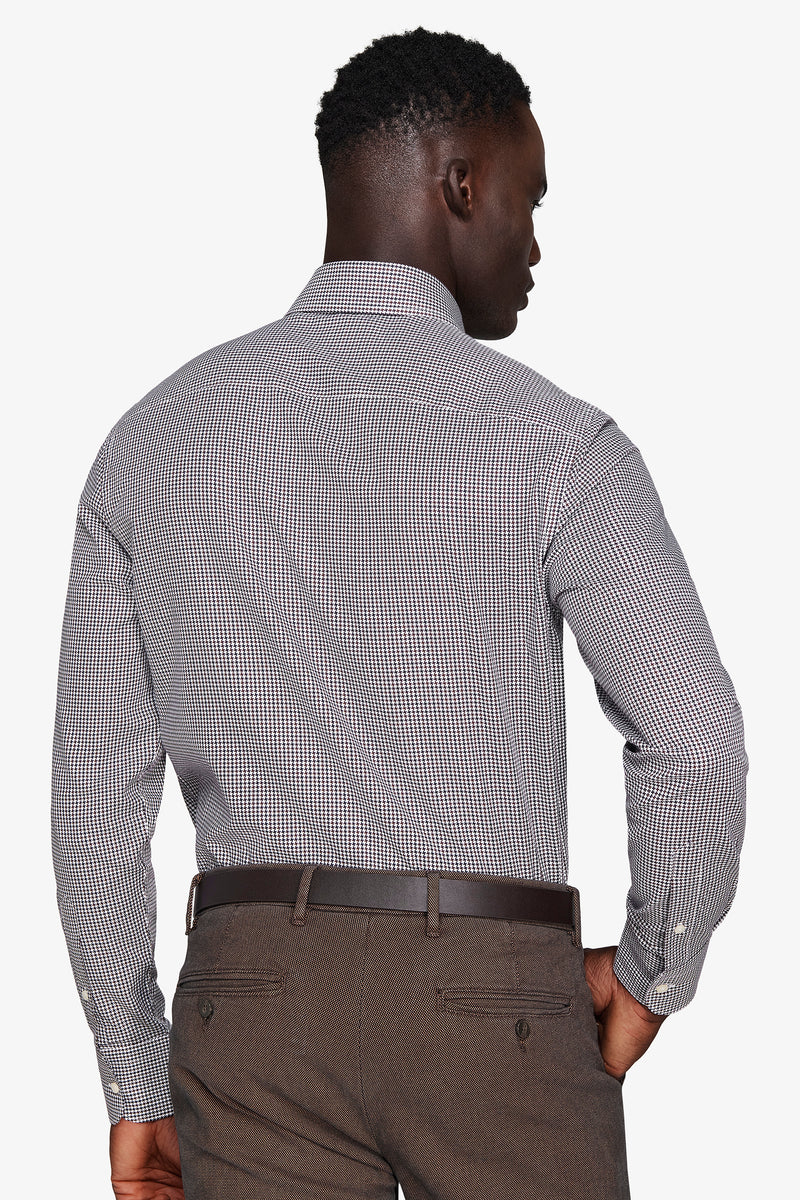 Camicia pied de poule marrone