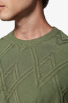 Maglia girocollo treccia piazzata verde
