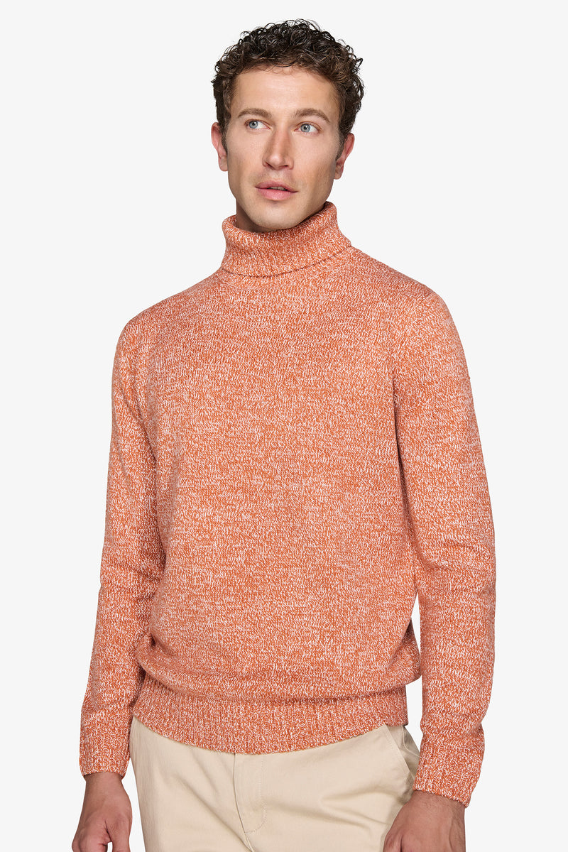 Maglia dolcevita mouline' arancio