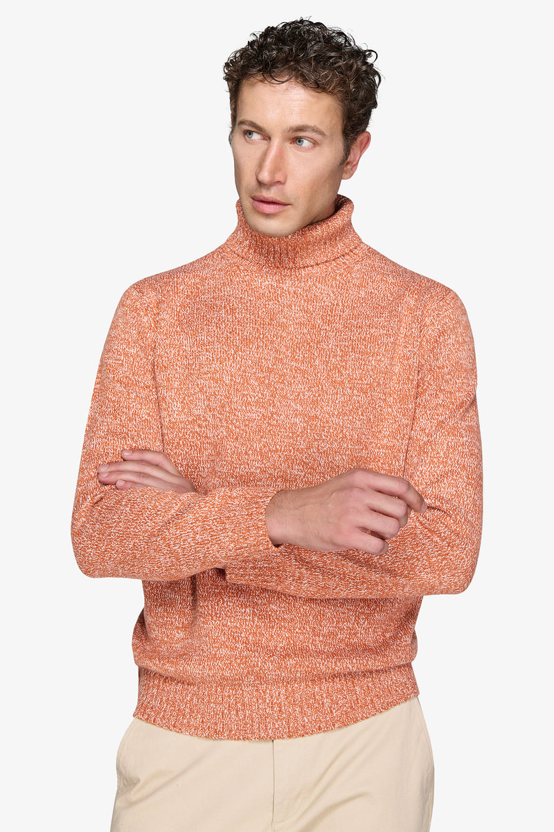 Maglia dolcevita mouline' arancio
