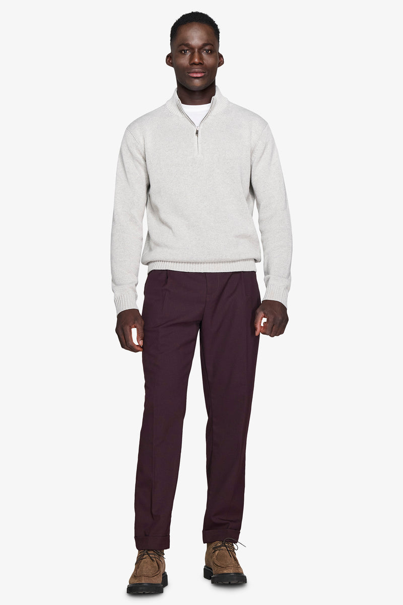 Maglia half zip grigio chiaro