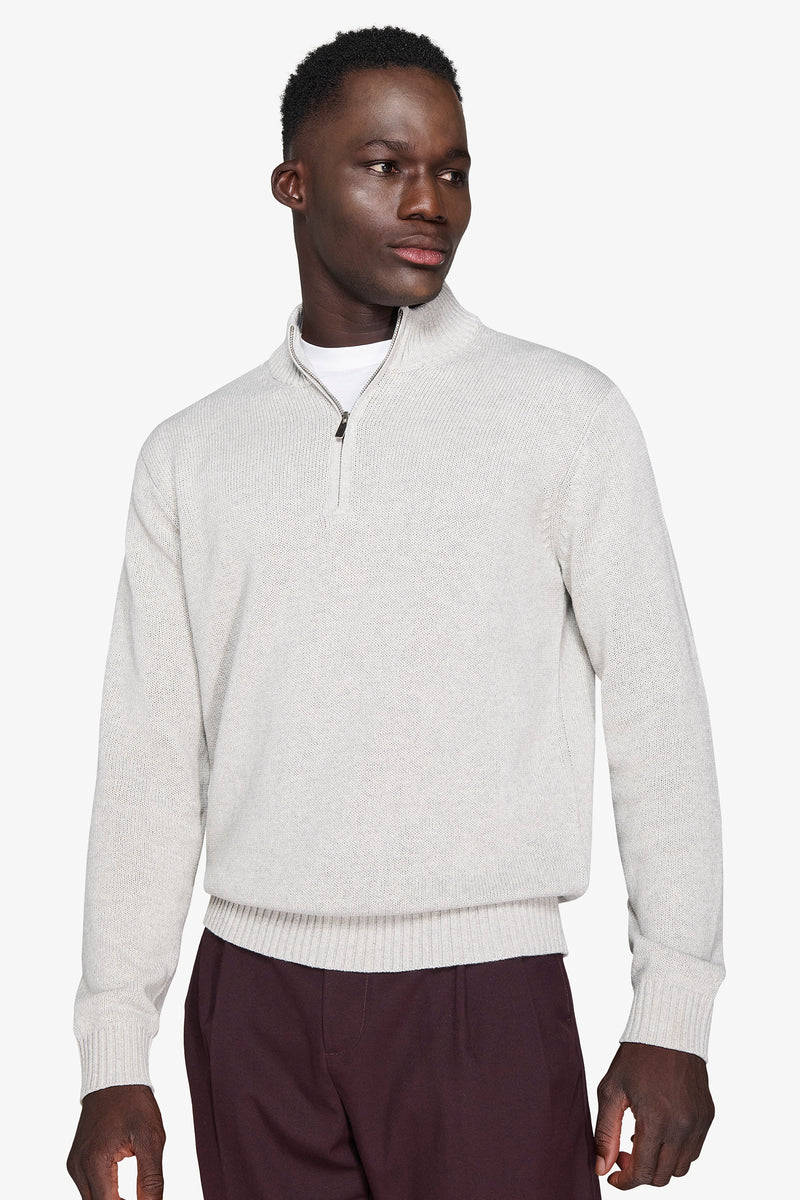 Maglia half zip grigio chiaro