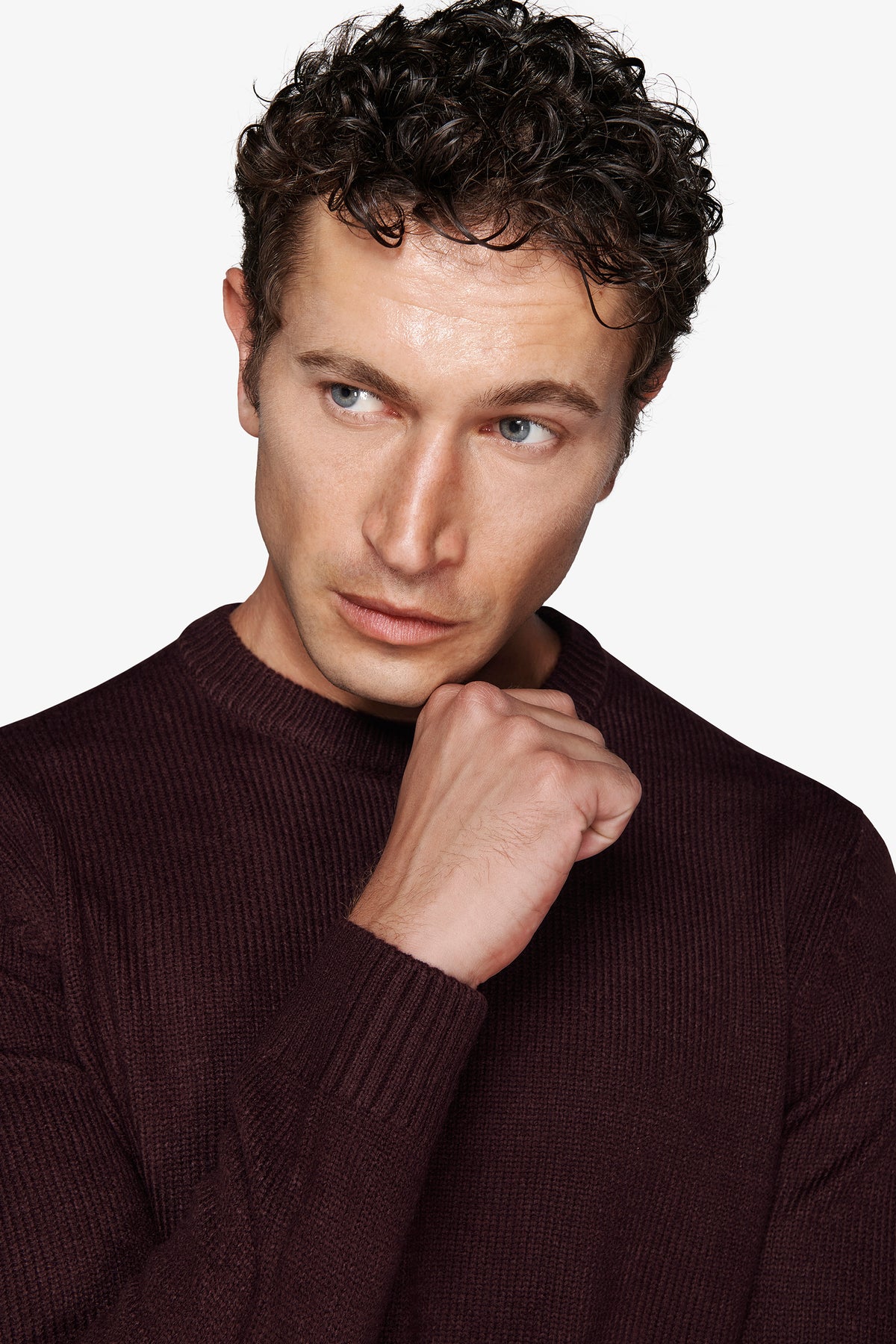 Maglia girocollo effetto lambswool bordeaux