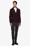 Cardigan collo sciallato bordeaux