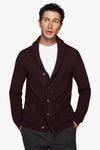 Cardigan collo sciallato bordeaux