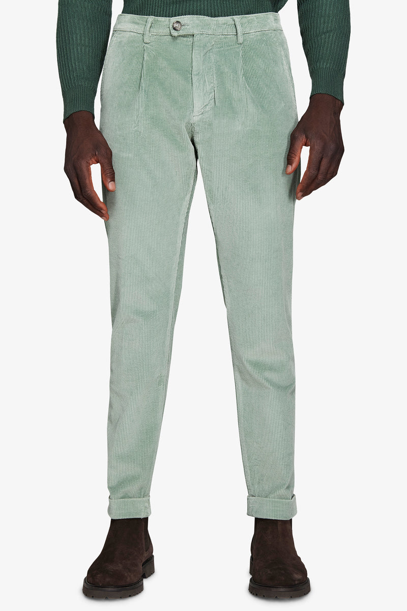 Pantaloni velluto millerighe verde acqua