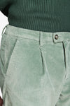 Pantaloni velluto millerighe verde acqua