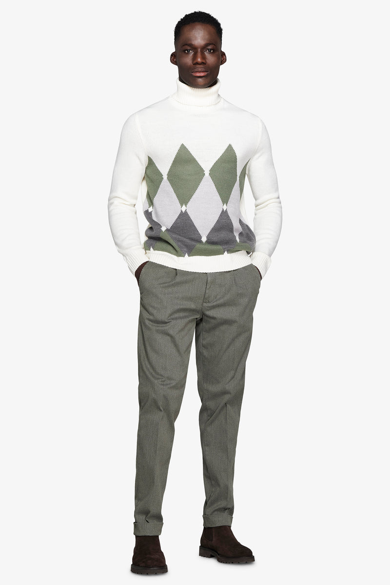 Maglia dolcevita rombi panna