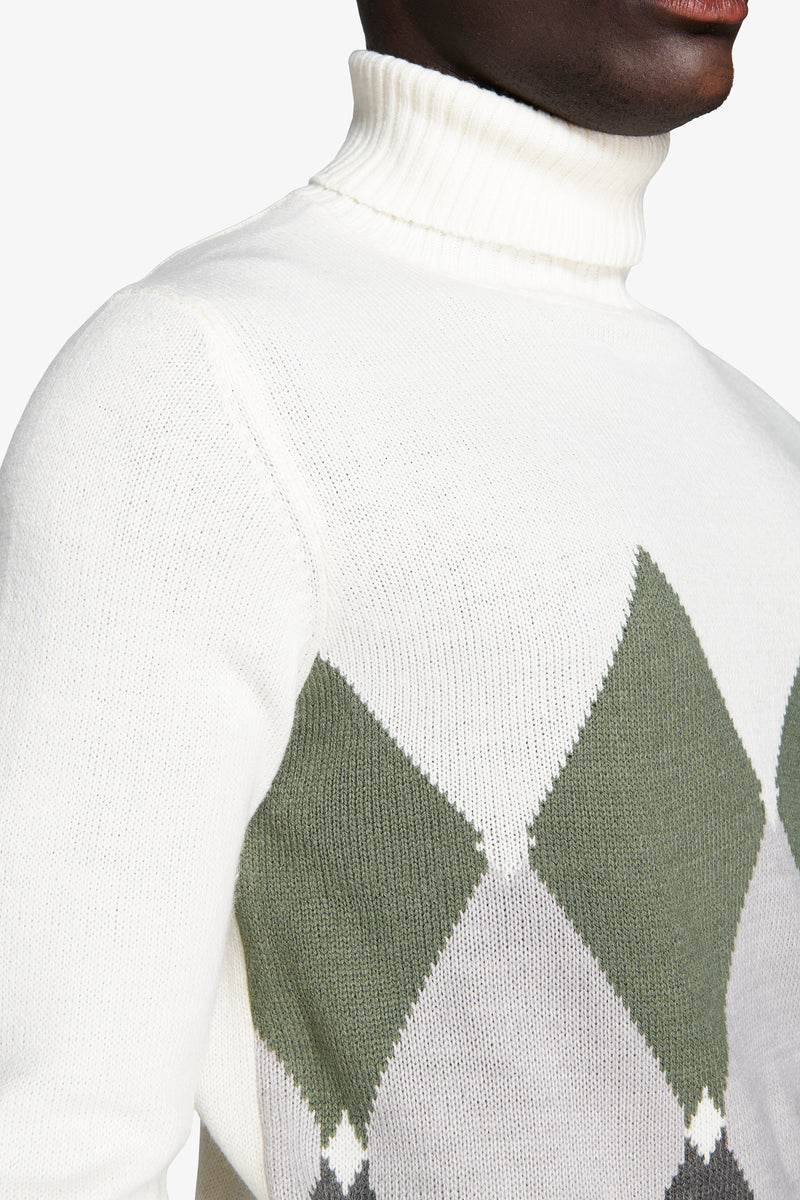 Maglia dolcevita rombi panna