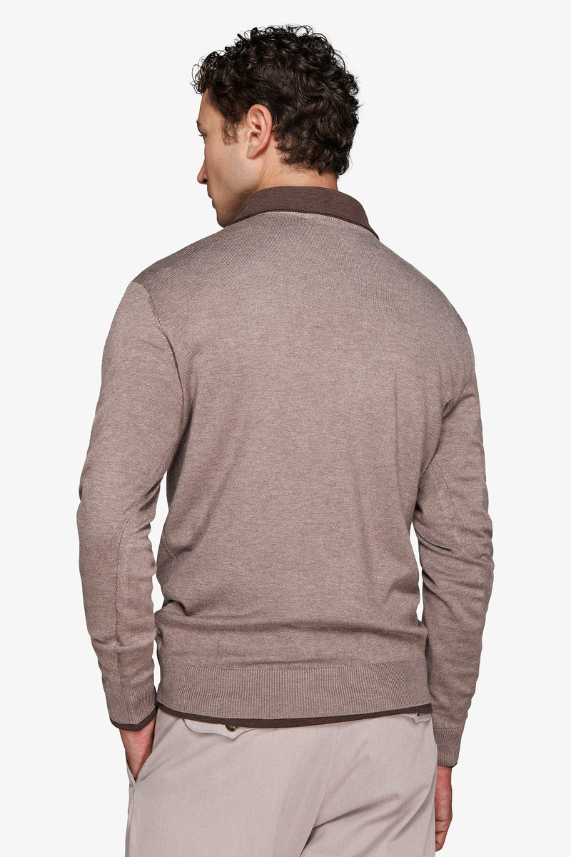 Maglia scollo a V tortora