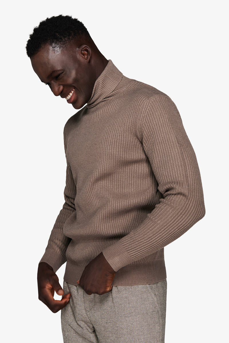 Maglia dolcevita costa inglese tortora