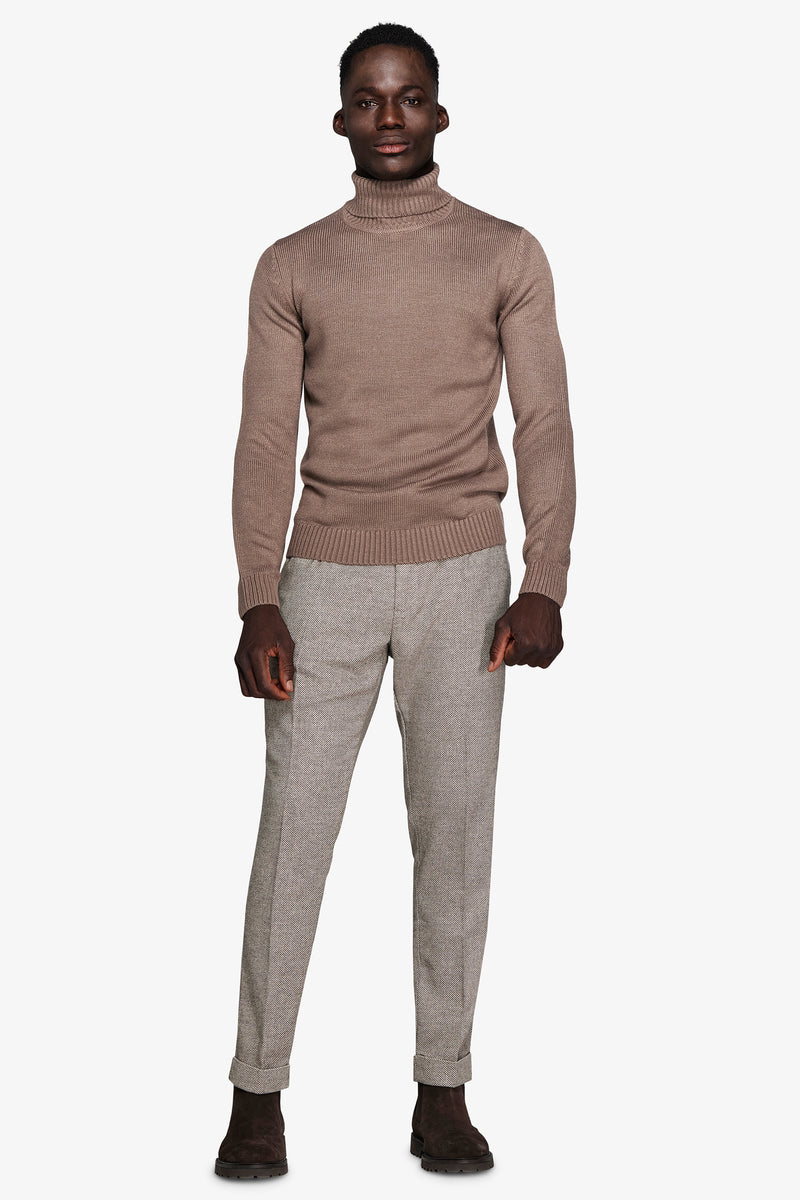 Maglia dolcevita effetto lambswool tortora