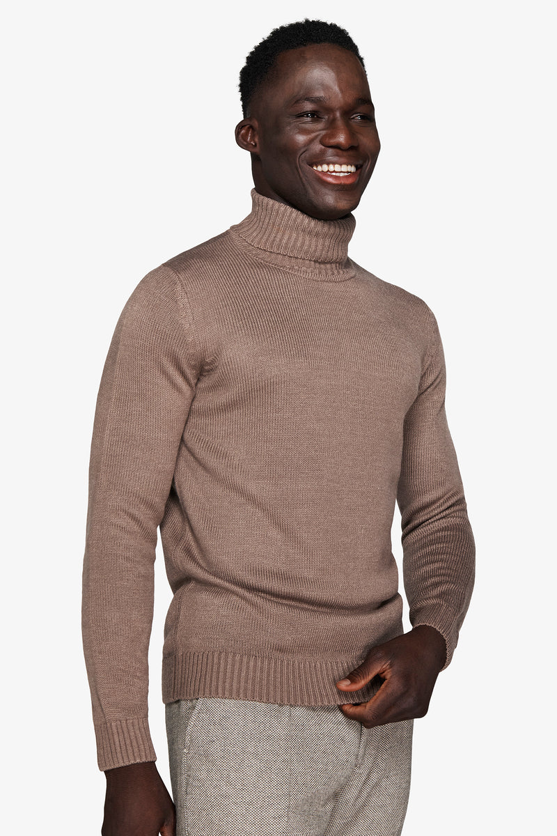 Maglia dolcevita effetto lambswool tortora