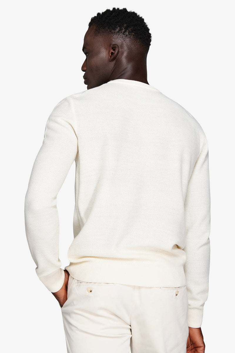 Maglia girocollo armaturata chicco riso panna