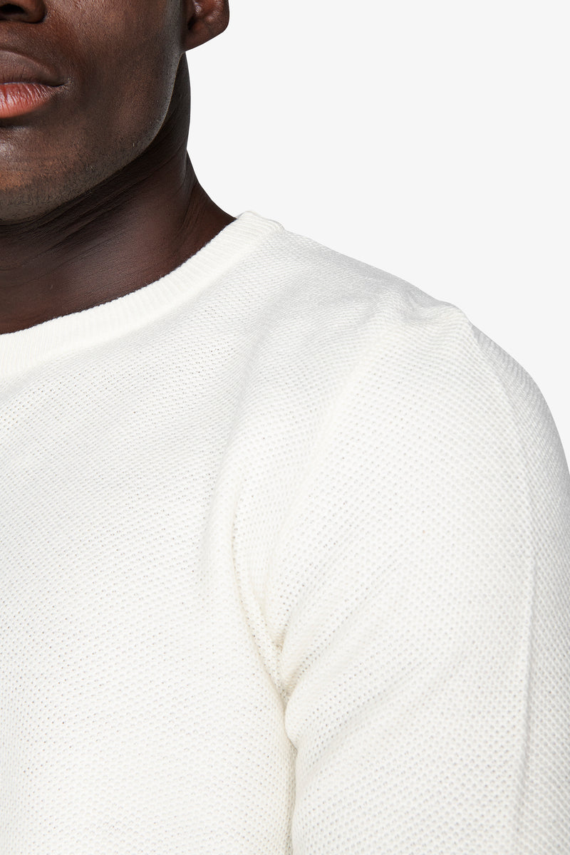 Maglia girocollo armaturata chicco riso panna