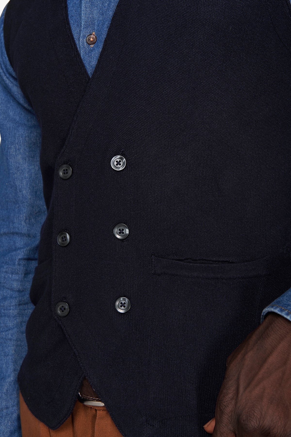 Gilet doppiopetto in maglia blu