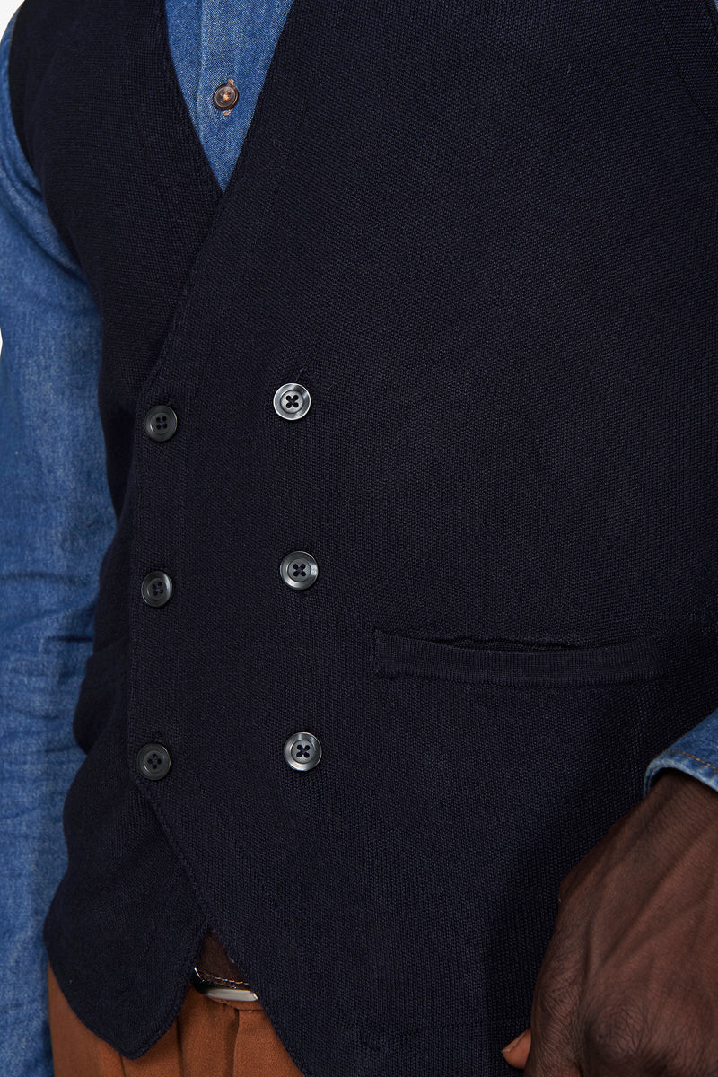 Gilet doppiopetto in maglia blu