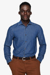 Dark wash chambray denim shirt