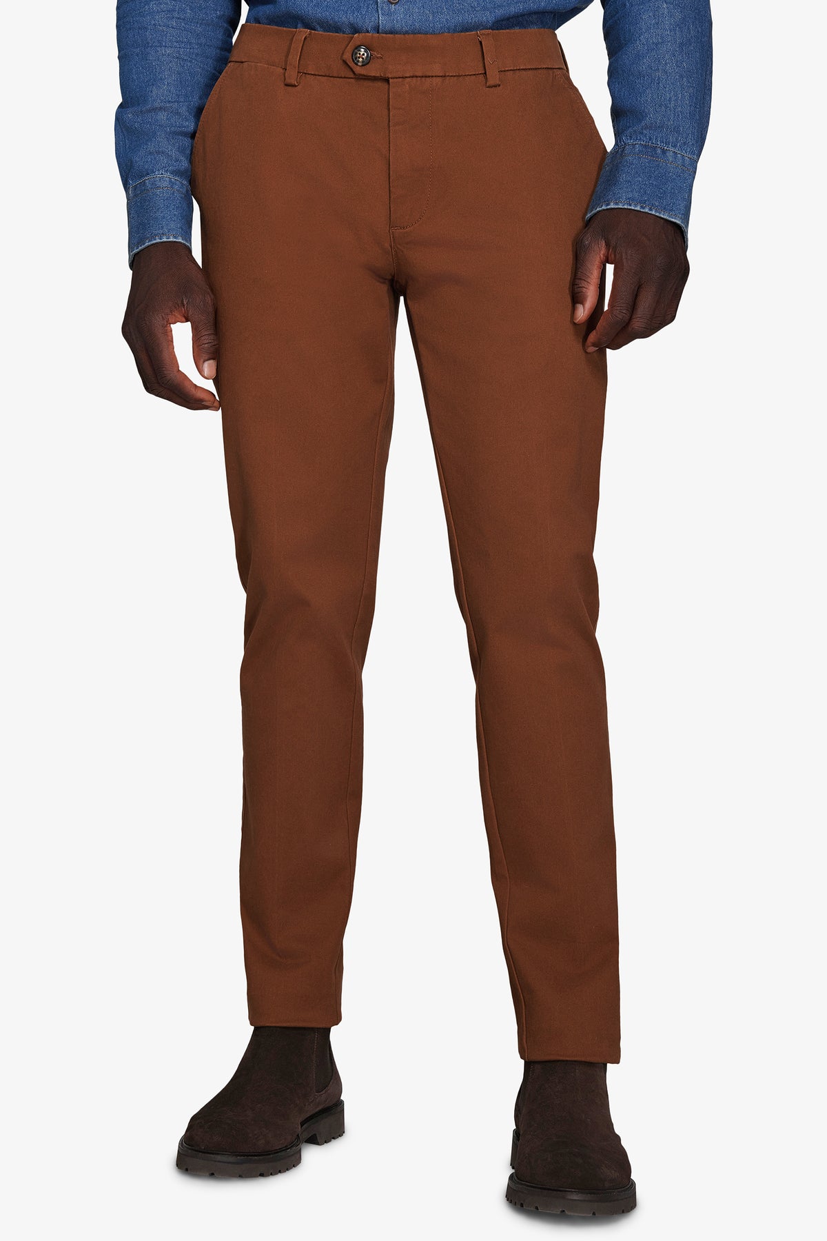 Pantaloni chino gabardina cammello