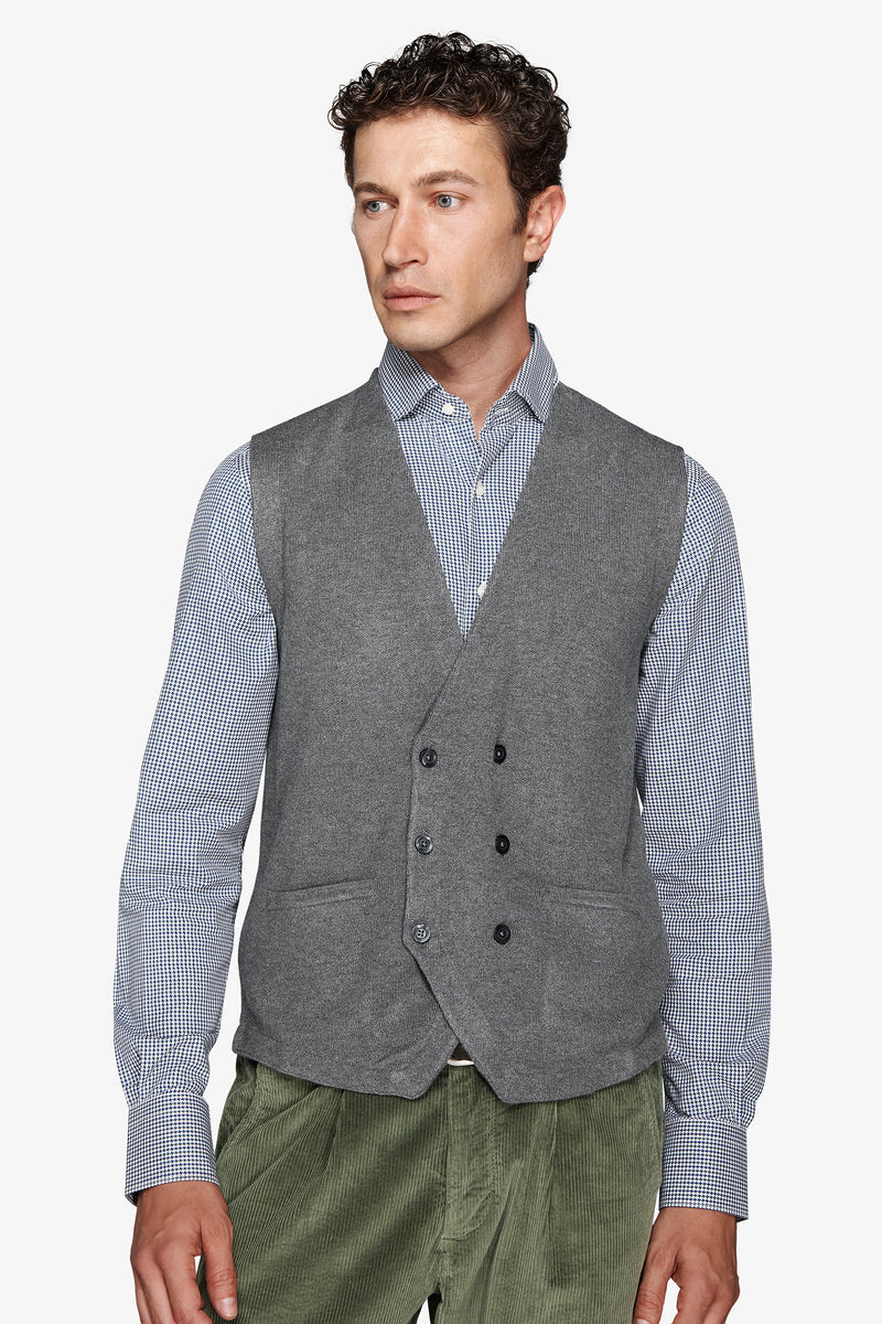 Gilet doppiopetto in maglia grigio