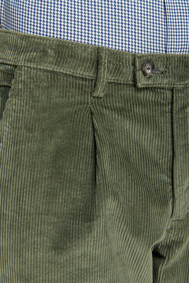 Pantaloni velluto millerighe verde