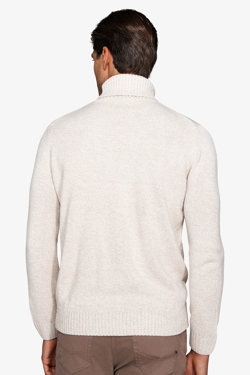 Pull à col roulé mouliné couleur corde