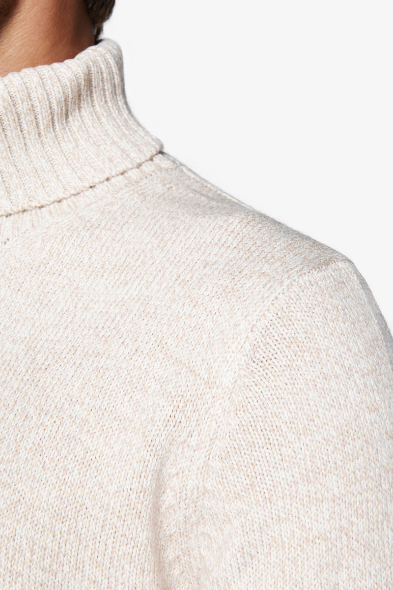 Pull à col roulé mouliné couleur corde