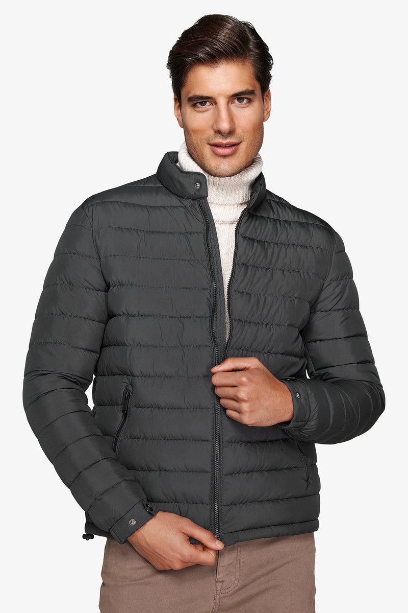 Piumino full zip trapuntato verde