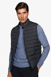 Gilet full zip trapuntato blu