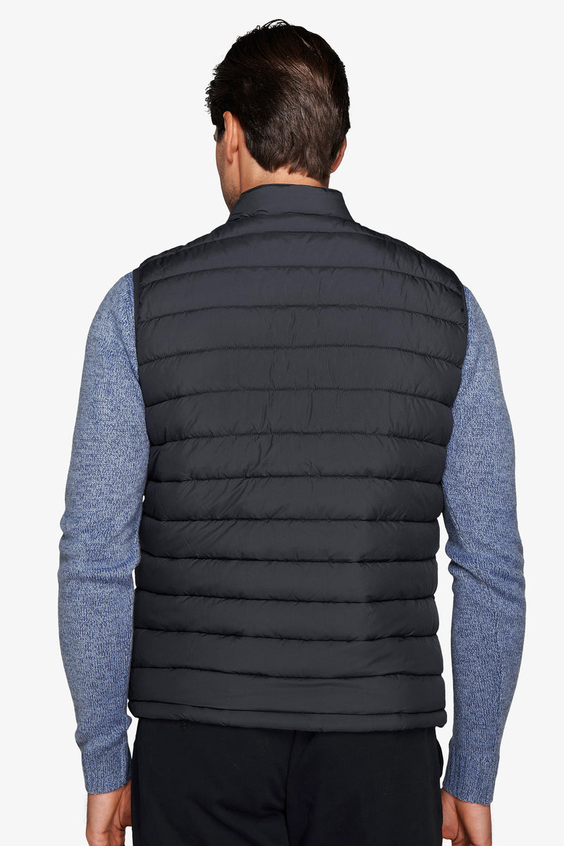 Gilet full zip trapuntato blu