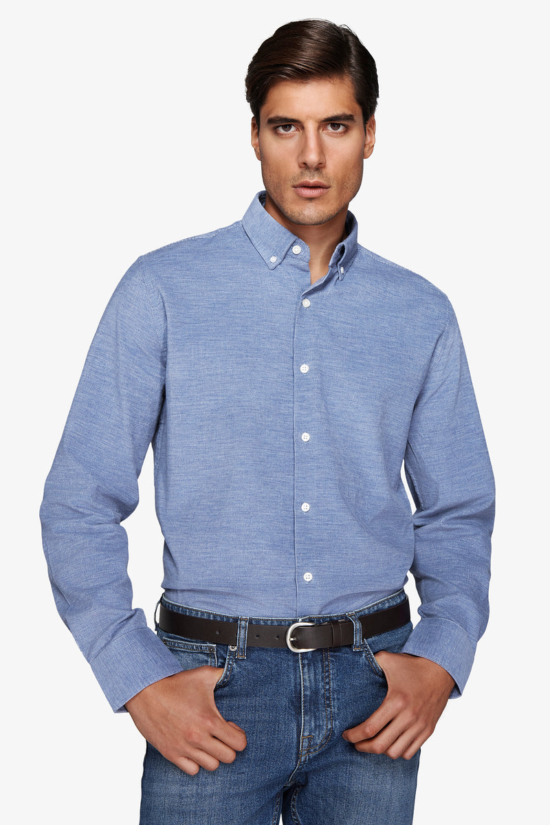 Powder blue needlecord corduroy shirt