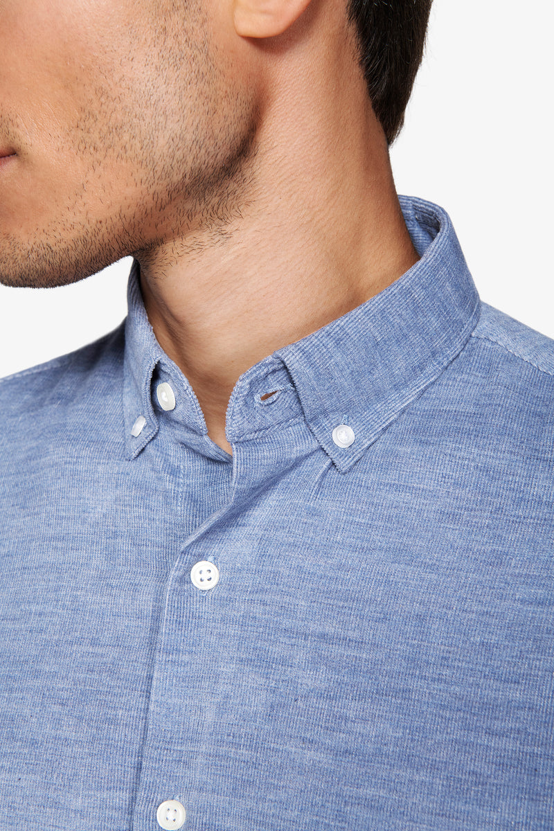 Powder blue needlecord corduroy shirt