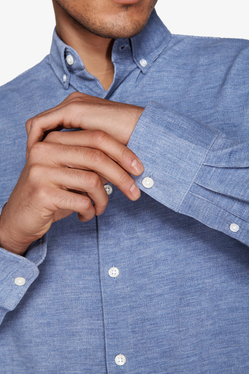 Powder blue needlecord corduroy shirt