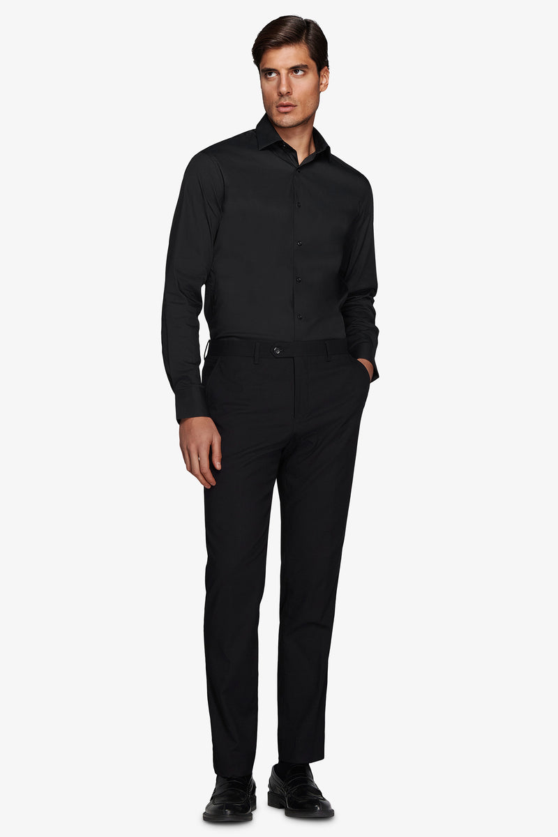 Chemise unie stretch noire