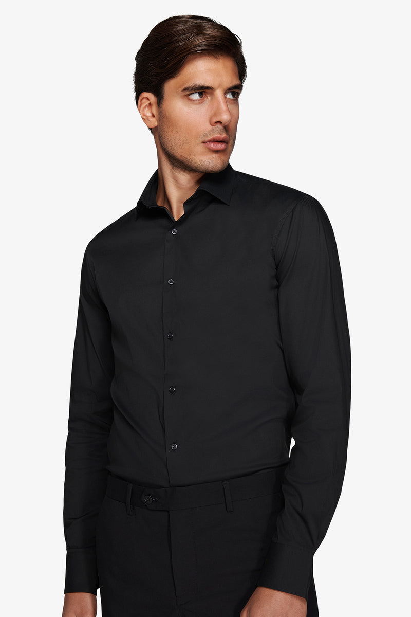 Chemise unie stretch noire