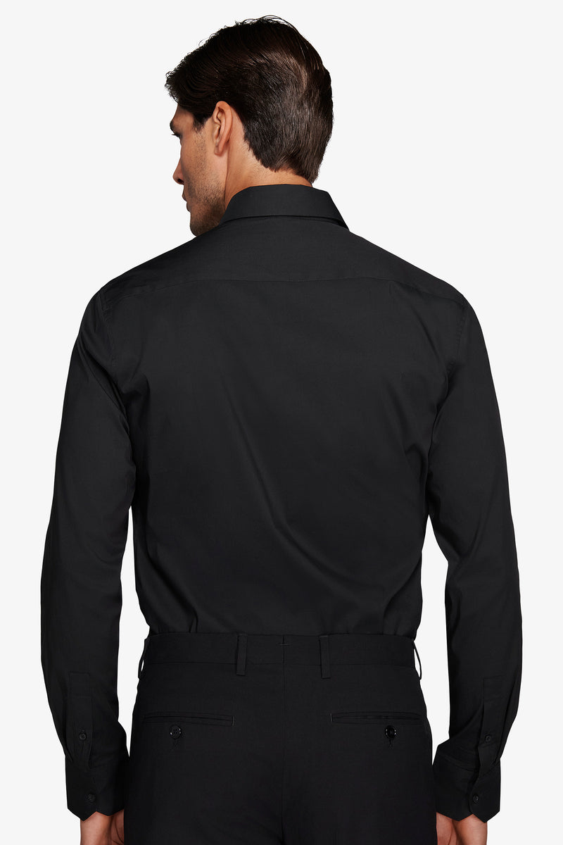 Chemise unie stretch noire