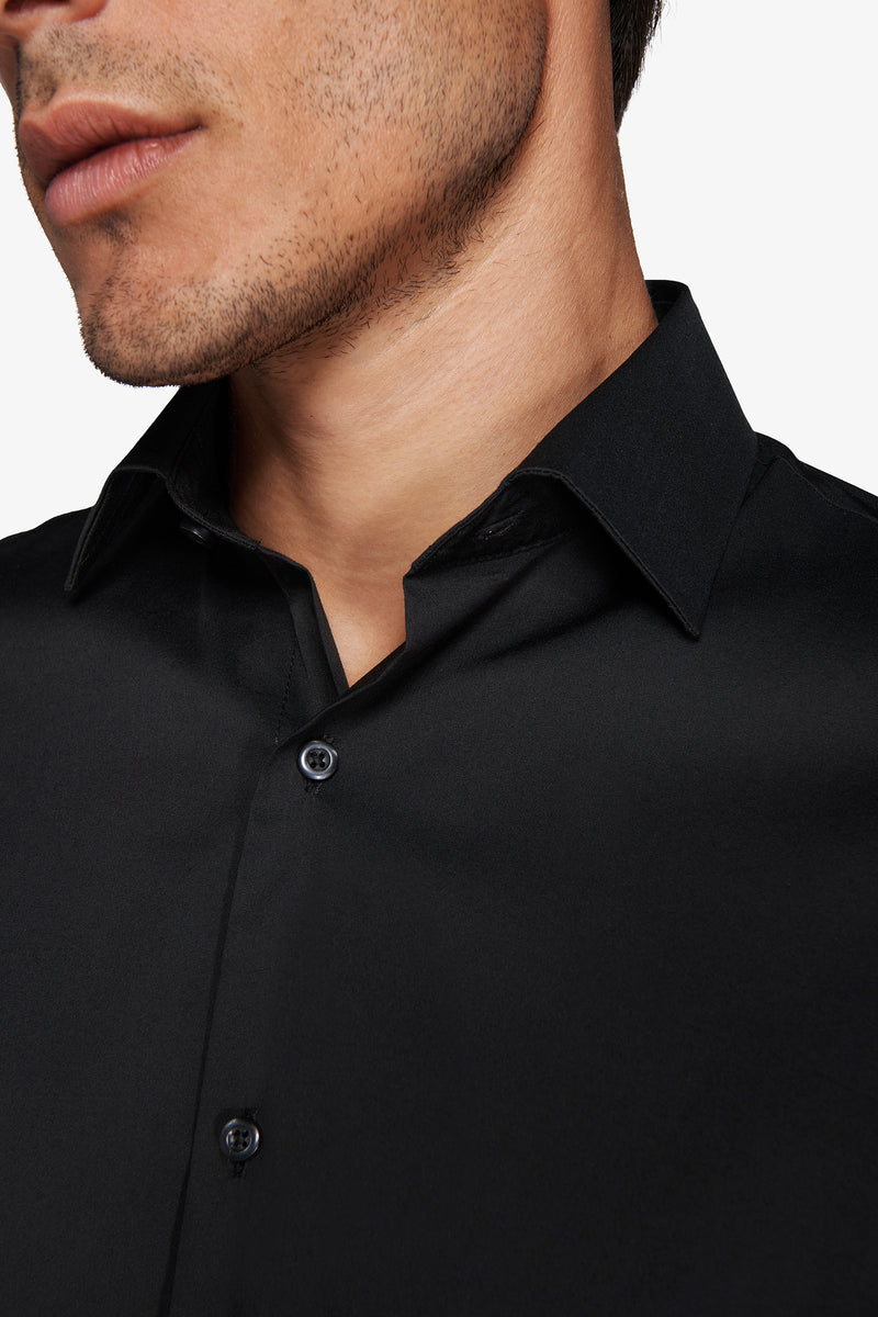 Chemise unie stretch noire