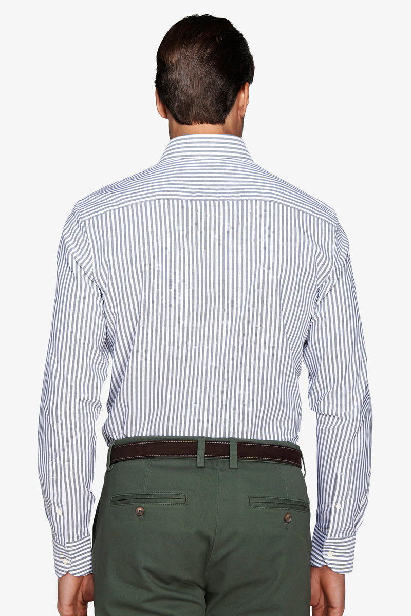 Green striped textured shirt