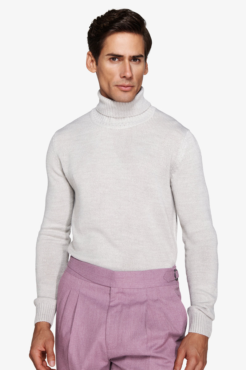 Maglia dolcevita effetto lambswool grigio chiaro